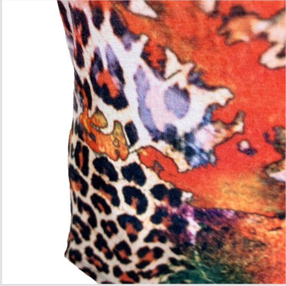 Alberto Makali - Orange Leopard and Volcanic Lava Print Short Sleeve Tee Shirt - Picture 10 of 16